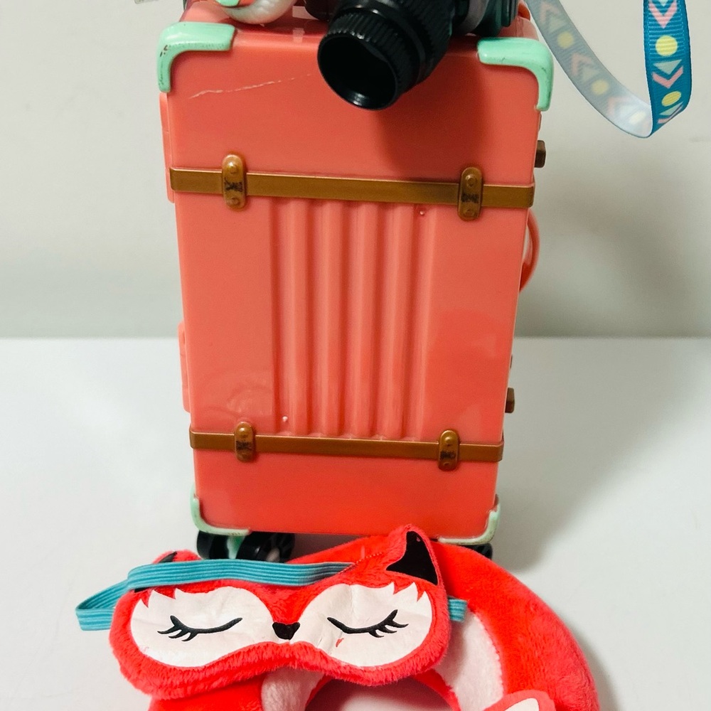 Charming Fox Sleep Mask and Coral Toy Suitcase